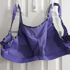 Glamorise Purple Full Coverage Sports Bra with Patterned Trim